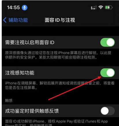 商洛苹果14维修网点分享iPhone14注视感知功能有什么用 